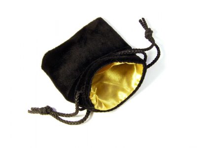Black Velvet Gold Satin Dice Bag