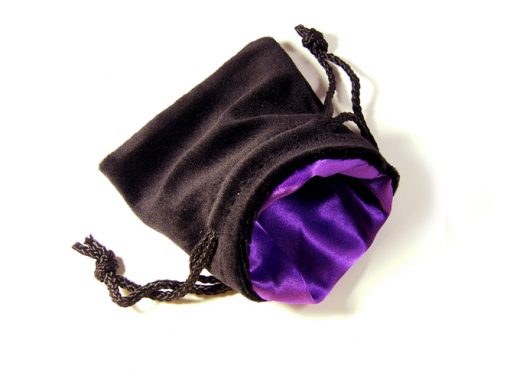 Black Velvet Purple Satin Dice Bag