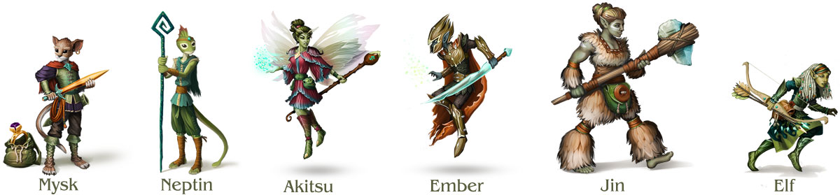 height comparison of six fantasy characters