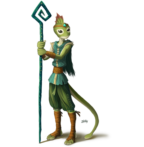 fantasy illustration of a humanoid newt
